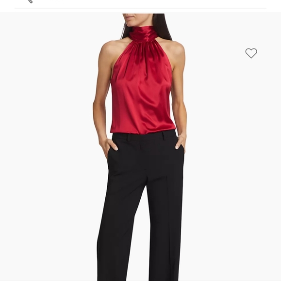 Ramy Brock tie neck top, burgundy size extra small. - Picture 6 of 6